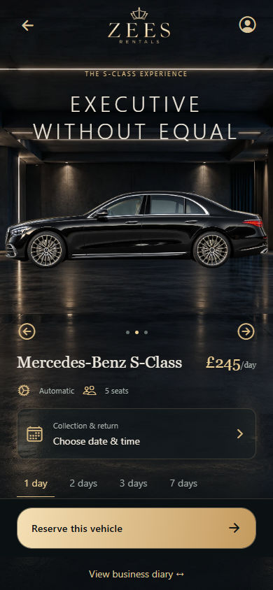 Zees Rentals app screen