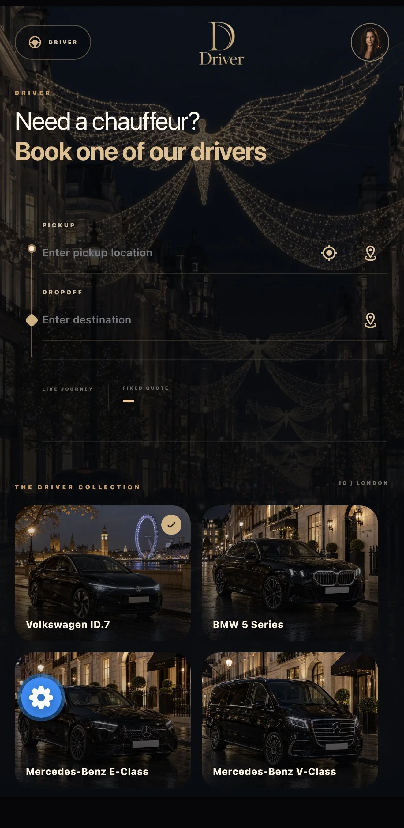 Passenger app — current app screen