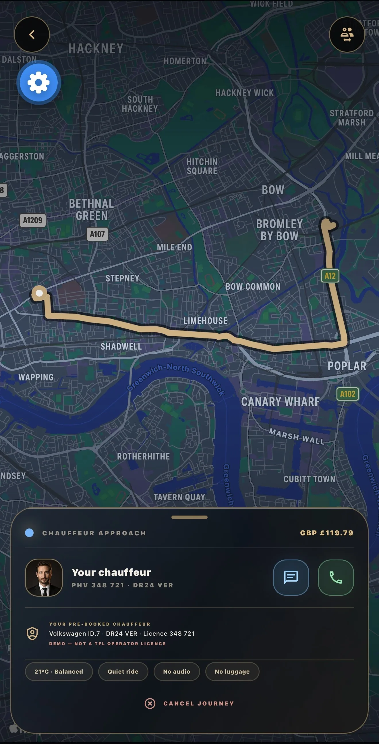 Passenger live journey tracking
