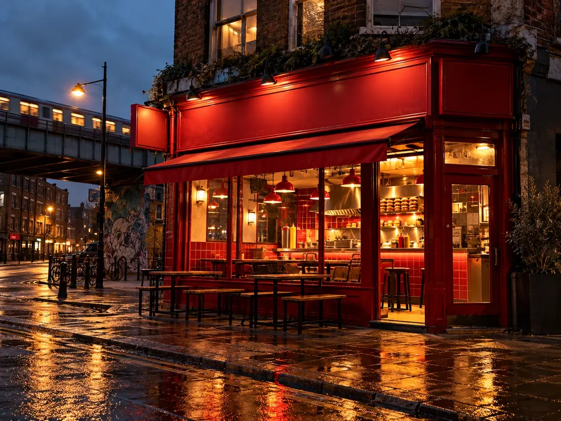 The Flipside Peckham shop front at dusk