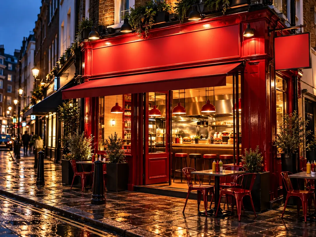 The Flipside Soho shop front at dusk