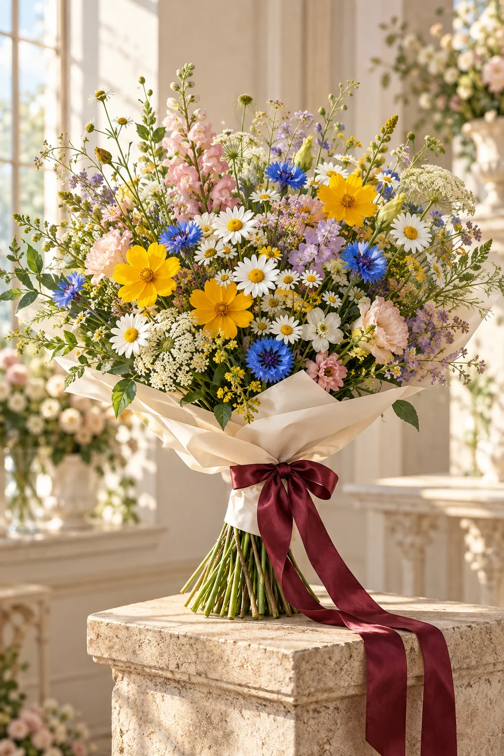 Chamomile · cosmos · cornflowers · seasonal blooms