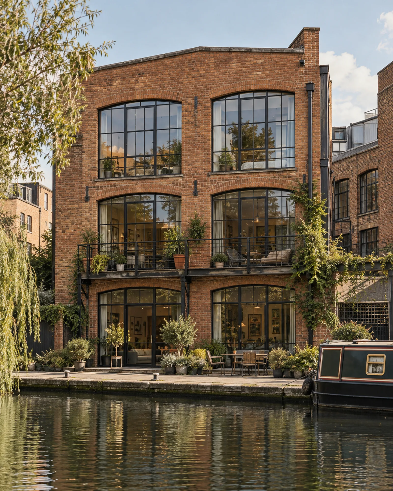Red-brick warehouse beside the canal