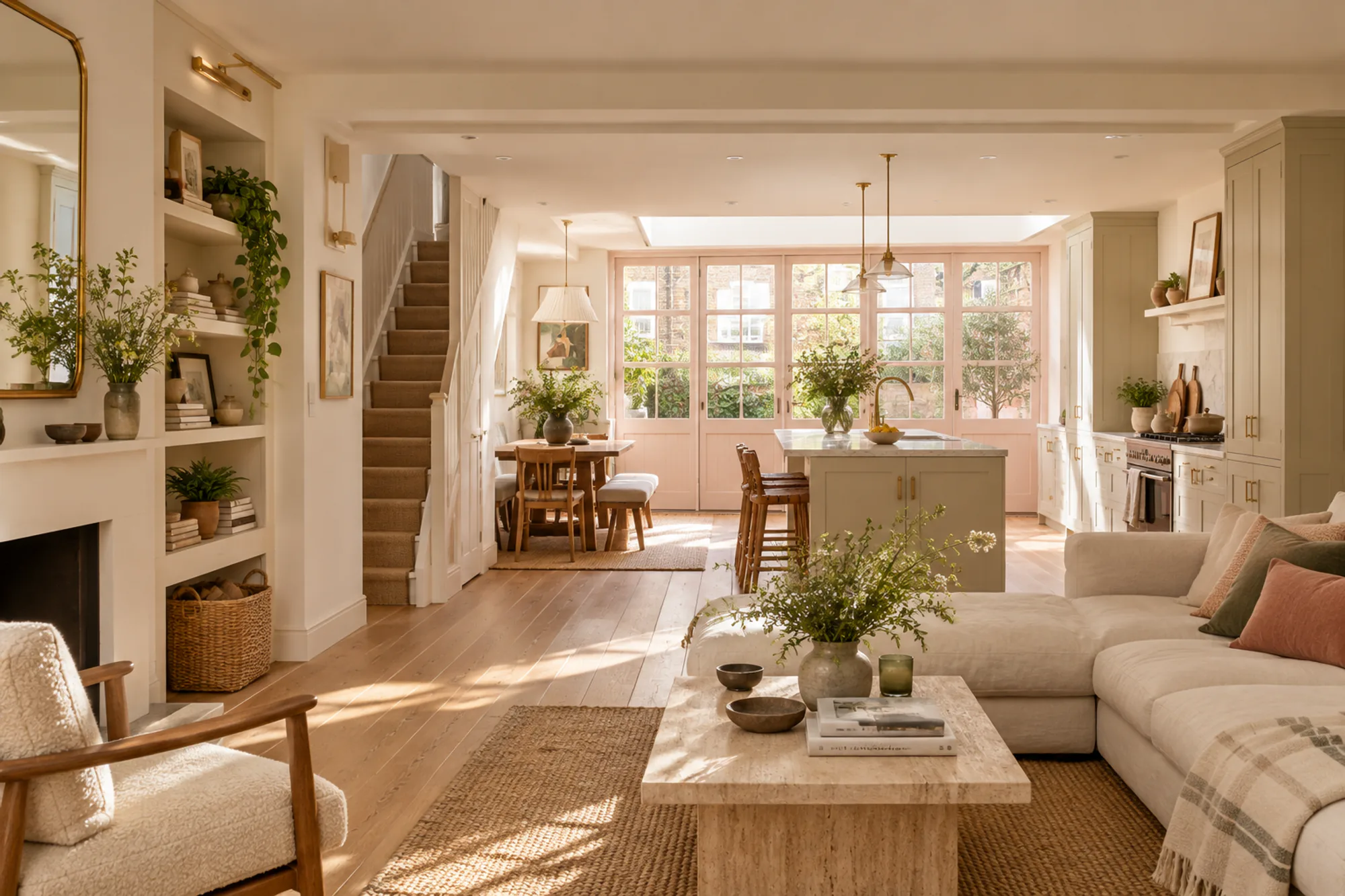 Open-plan living room and kitchen