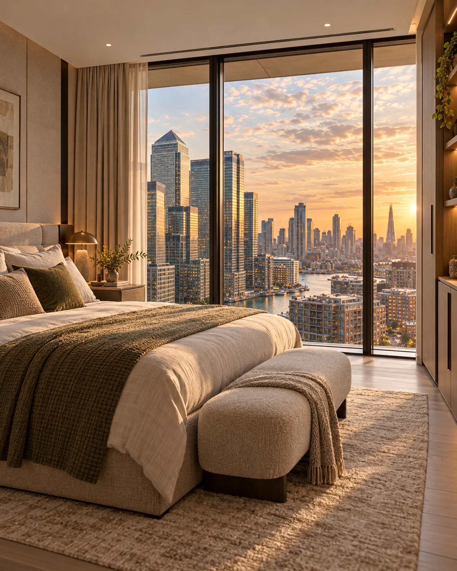 Bedroom with floor-to-ceiling windows