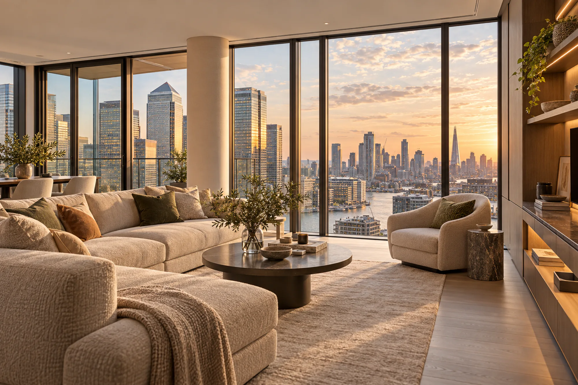 Living room with a skyline view
