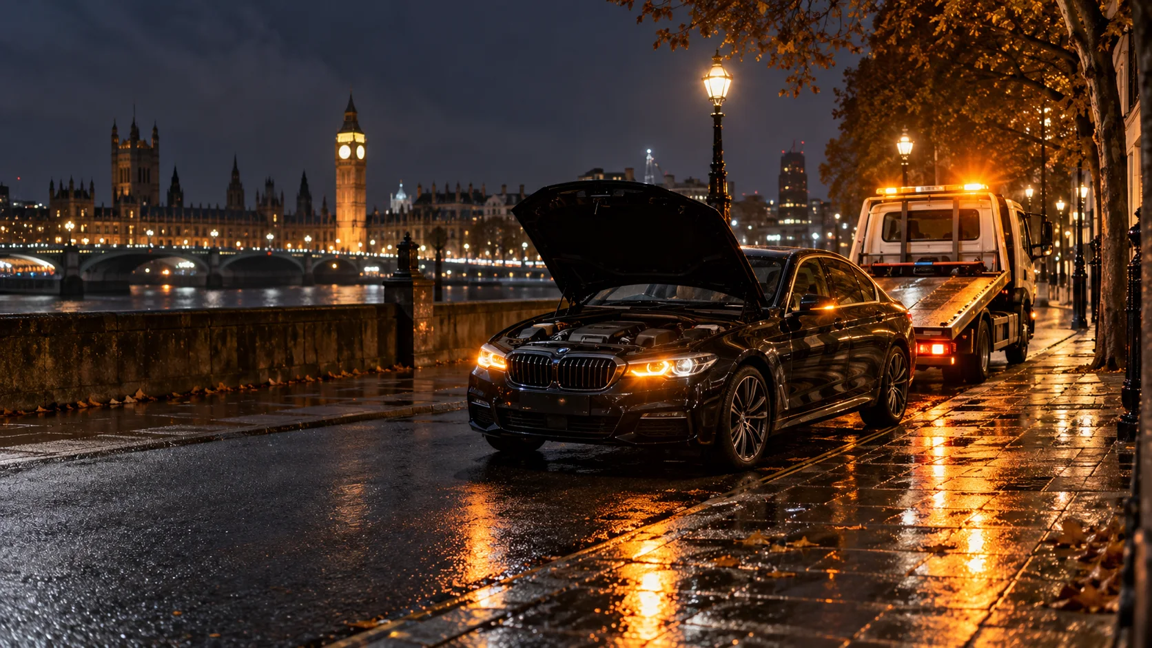 Breakdown roadside assistance at night
