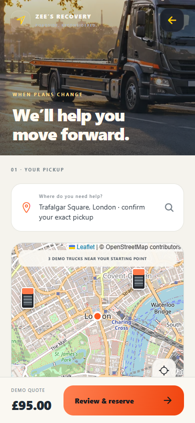 Customer app — current app screen